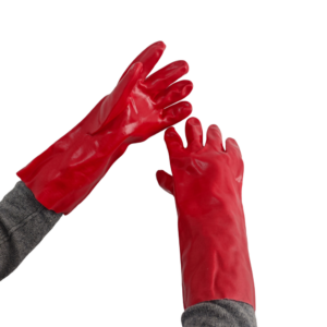 35CM long cotton cloth with red light surface fully immersed PVC gloves