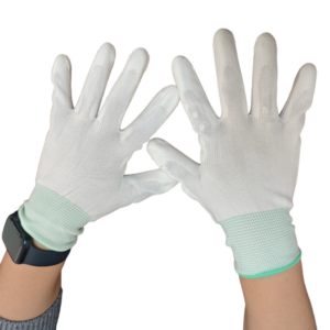 White polyester PU gloves